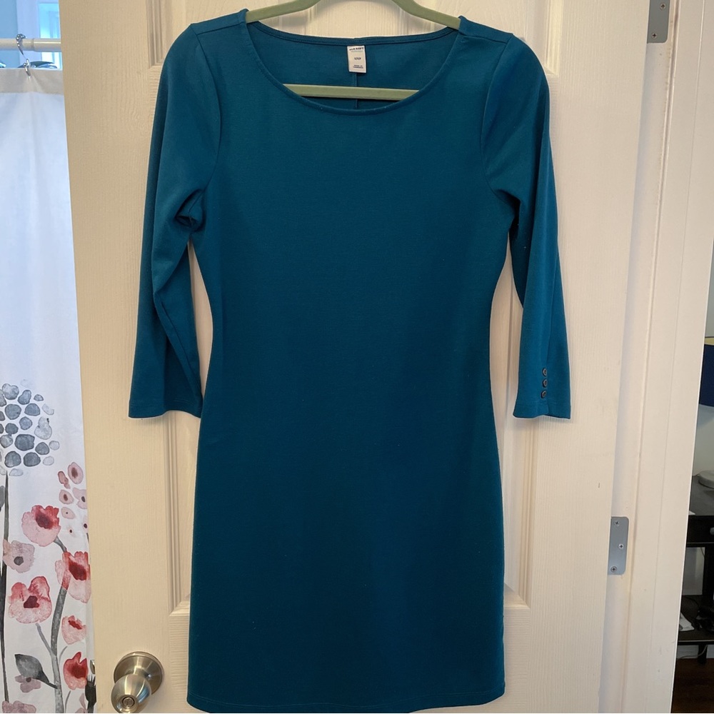 Teal ponte knit shift dress | Old Navy